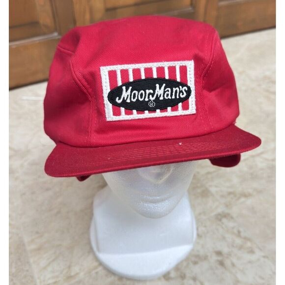 Vintage Winter Moor Man's Red Inner Plaid Earflap Farm Trucker‎ Hat Size 7 1/4 - Picture 1 of 4